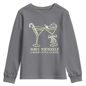 Christmas Cocktail Youth Sweatshirt Merry Little Cocktail Espresso Martini TS10 Charcoal Print Your Wear