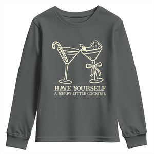 Christmas Cocktail Youth Sweatshirt Merry Little Cocktail Espresso Martini TS10 Dark Heather Print Your Wear