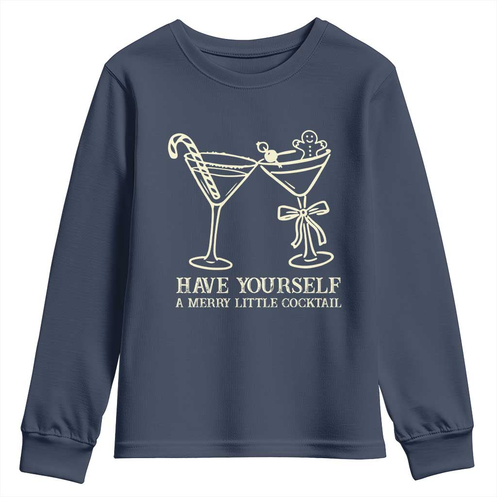 Christmas Cocktail Youth Sweatshirt Merry Little Cocktail Espresso Martini TS10 Navy Print Your Wear