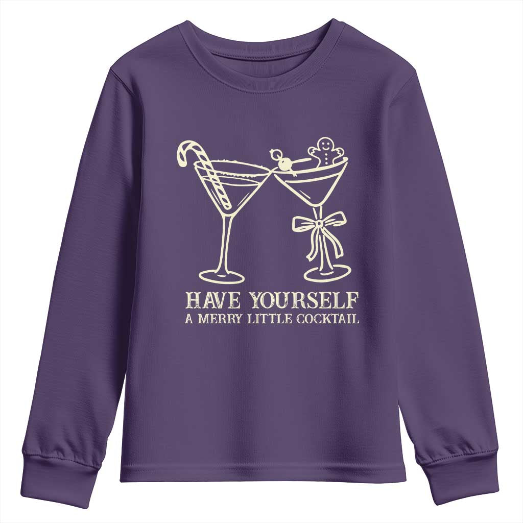 Christmas Cocktail Youth Sweatshirt Merry Little Cocktail Espresso Martini TS10 Purple Print Your Wear
