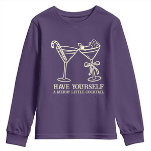 Christmas Cocktail Youth Sweatshirt Merry Little Cocktail Espresso Martini TS10 Purple Print Your Wear
