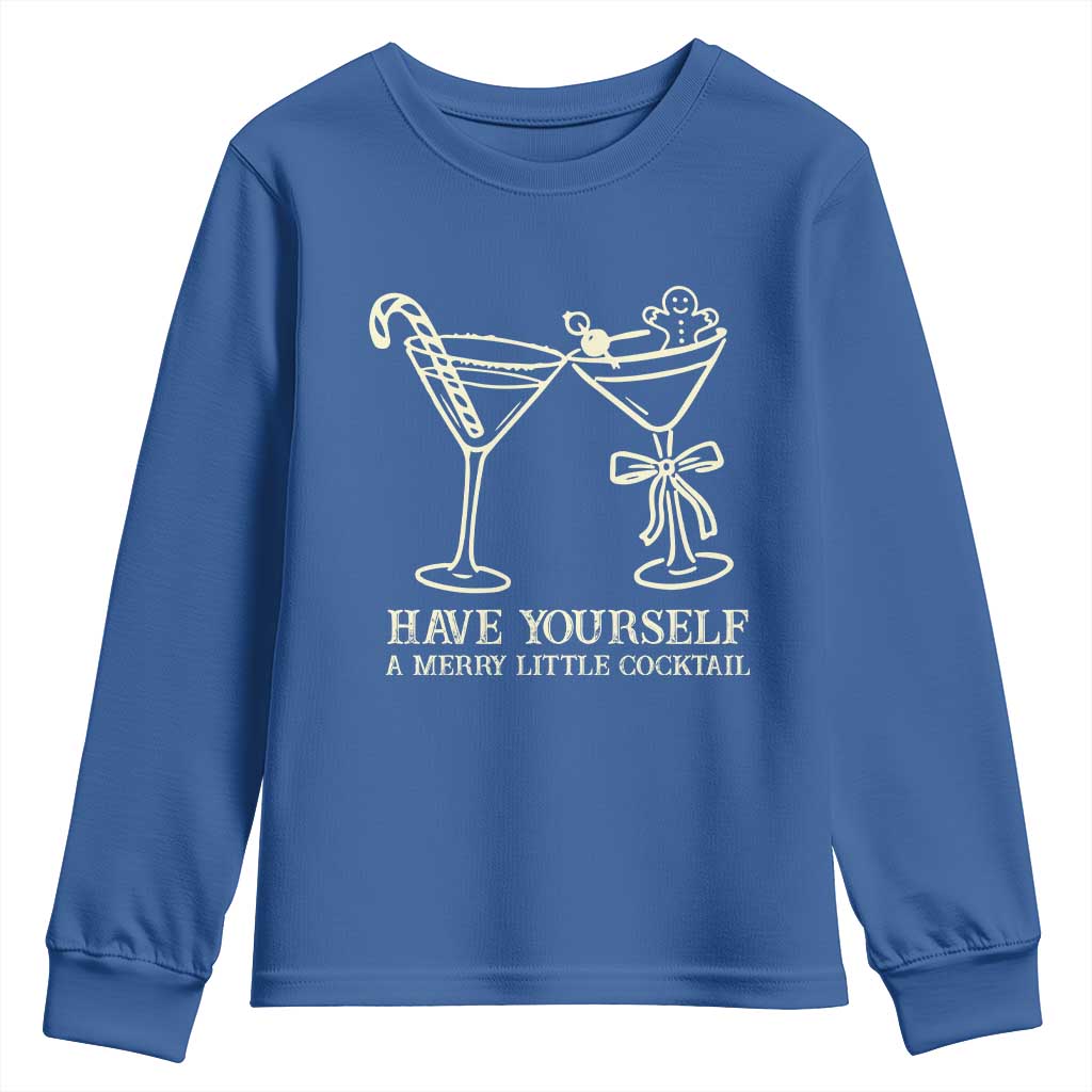 Christmas Cocktail Youth Sweatshirt Merry Little Cocktail Espresso Martini TS10 Royal Blue Print Your Wear