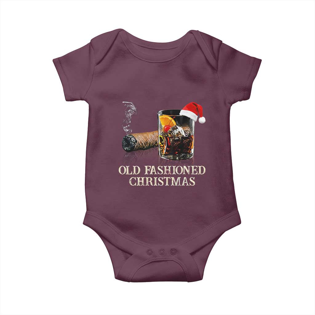Old Fashioned Cocktail Christmas Baby Onesie Funny Bourbon Cocktail Drink TS10 Maroon Print Your Wear