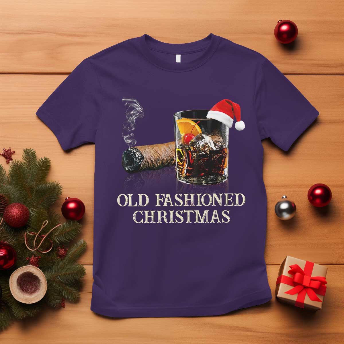 Old Fashioned Cocktail Christmas T Shirt Funny Bourbon Cocktail Drink TS10 Purple Print Your Wear