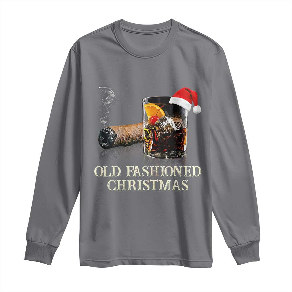 Old Fashioned Cocktail Christmas Long Sleeve Shirt Funny Bourbon Cocktail Drink TS10 Charcoal Print Your Wear