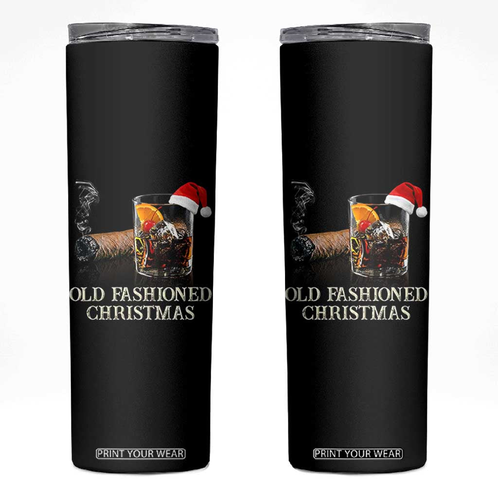 Old Fashioned Cocktail Christmas Skinny Tumbler Funny Bourbon Cocktail Drink TS10 Black Print Your Wear
