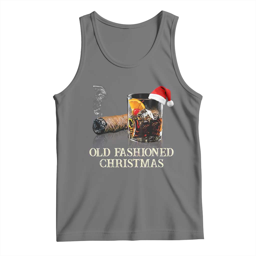 Old Fashioned Cocktail Christmas Tank Top Funny Bourbon Cocktail Drink TS10 Black Heather Print Your Wear
