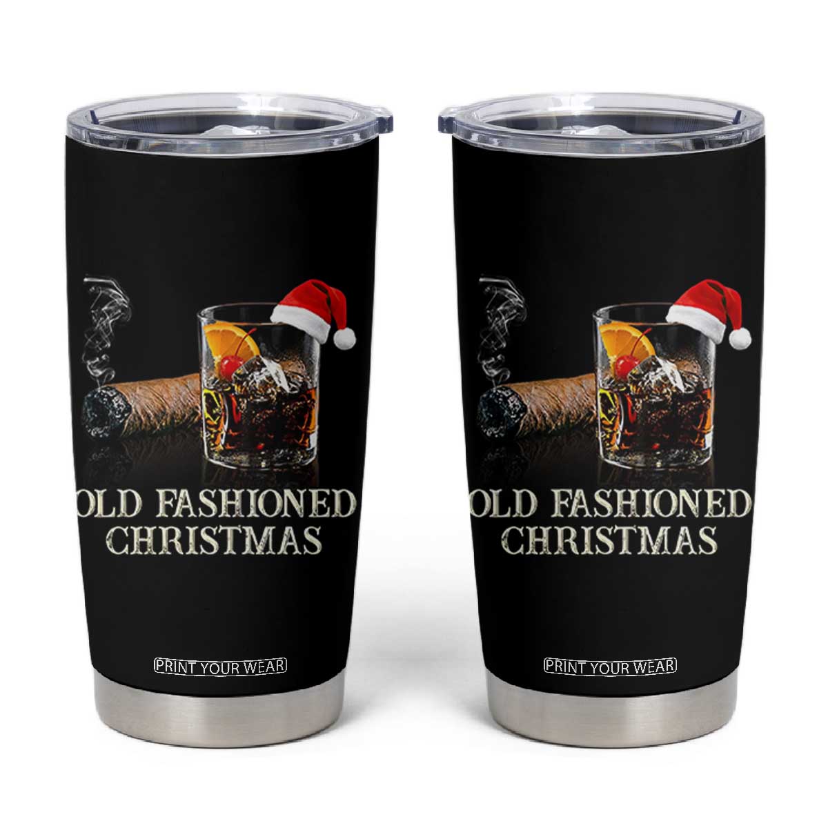 Old Fashioned Cocktail Christmas Tumbler Cup Funny Bourbon Cocktail Drink TS10 Black Print Your Wear