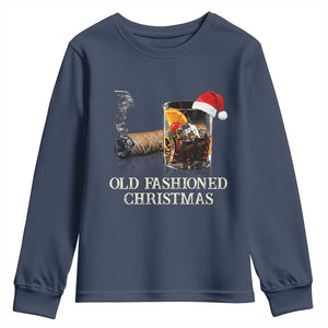 Old Fashioned Cocktail Christmas Youth Sweatshirt Funny Bourbon Cocktail Drink TS10 Navy Print Your Wear