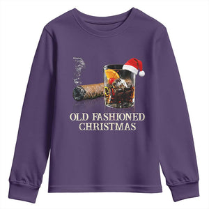 Old Fashioned Cocktail Christmas Youth Sweatshirt Funny Bourbon Cocktail Drink TS10 Purple Print Your Wear