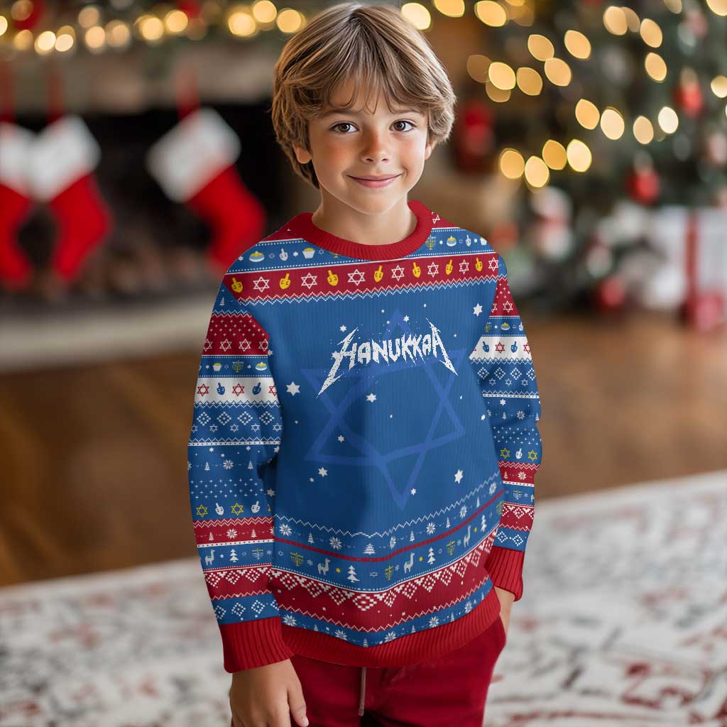 Hanukkah Heavy Metal Hanukkah Ugly Sweater Latke Party Jewish Menorah Dreidel TS10 Blue Red Print Your Wear