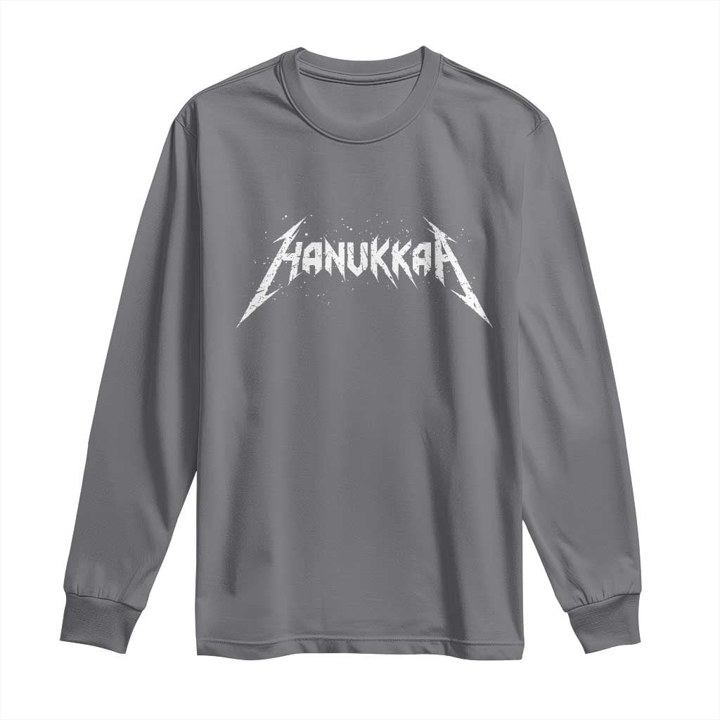 Hanukkah Heavy Metal Long Sleeve Shirt Latke Party Jewish Menorah Dreidel TS10 Charcoal Print Your Wear