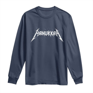 Hanukkah Heavy Metal Long Sleeve Shirt Latke Party Jewish Menorah Dreidel TS10 Navy Print Your Wear