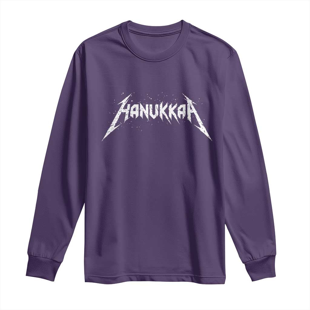 Hanukkah Heavy Metal Long Sleeve Shirt Latke Party Jewish Menorah Dreidel TS10 Purple Print Your Wear