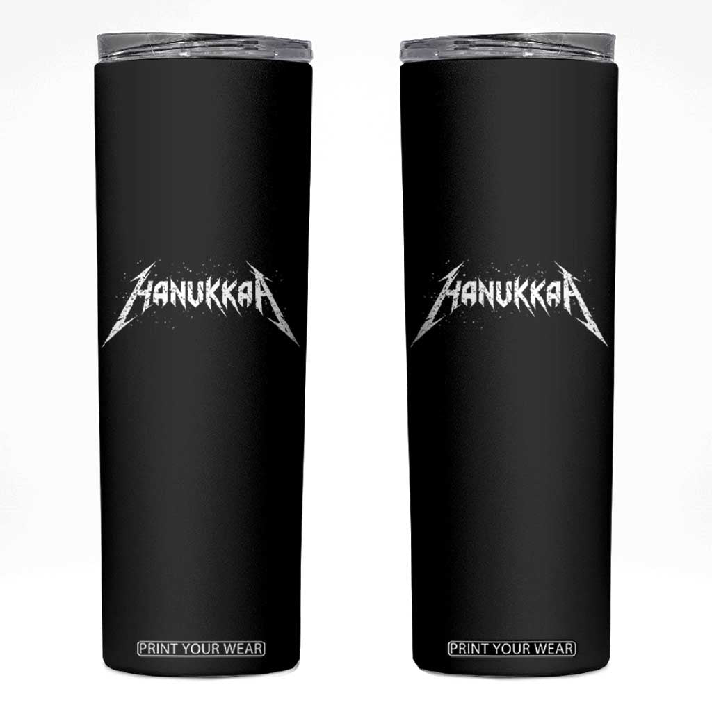 Hanukkah Heavy Metal Skinny Tumbler Latke Party Jewish Menorah Dreidel TS10 Black Print Your Wear