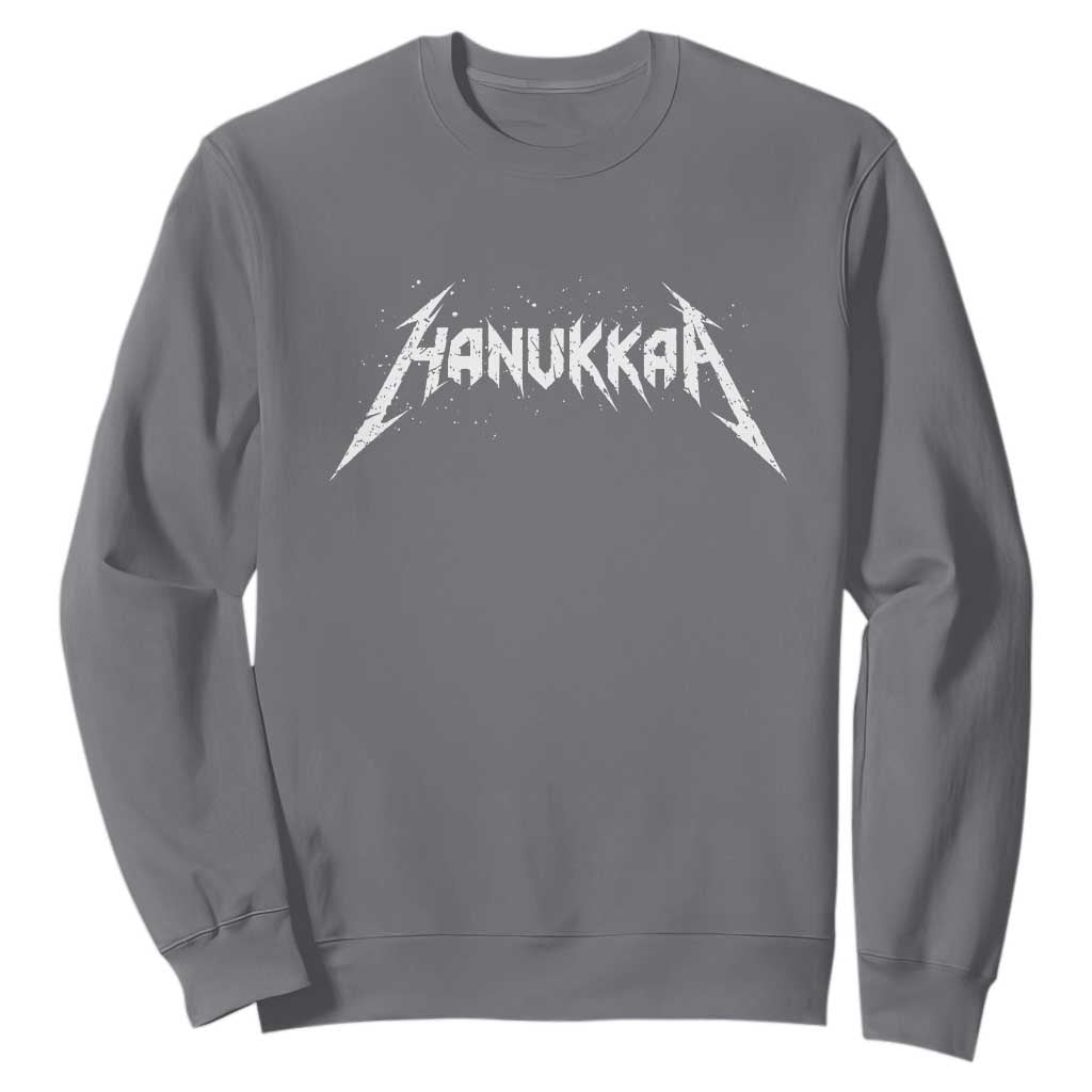Hanukkah Heavy Metal Sweatshirt Latke Party Jewish Menorah Dreidel TS10 Charcoal Print Your Wear