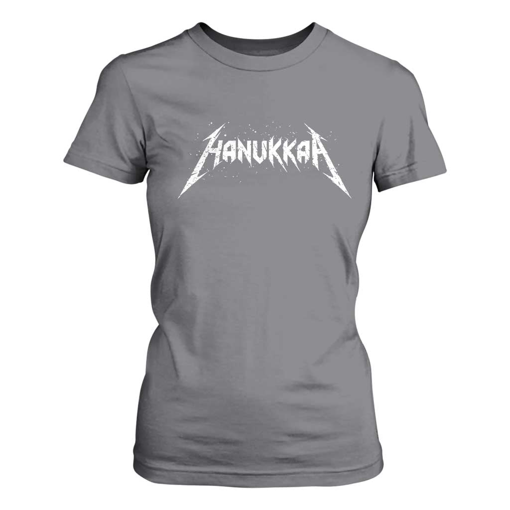 Hanukkah Heavy Metal T Shirt For Women Latke Party Jewish Menorah Dreidel TS10 Charcoal Print Your Wear