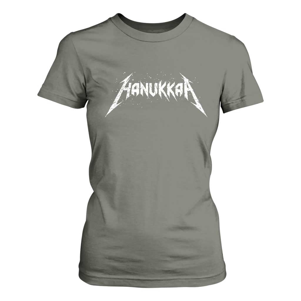 Hanukkah Heavy Metal T Shirt For Women Latke Party Jewish Menorah Dreidel TS10 Military Green Print Your Wear