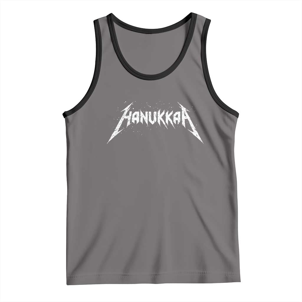 Hanukkah Heavy Metal Tank Top Latke Party Jewish Menorah Dreidel TS10 Deep Heather Black Print Your Wear