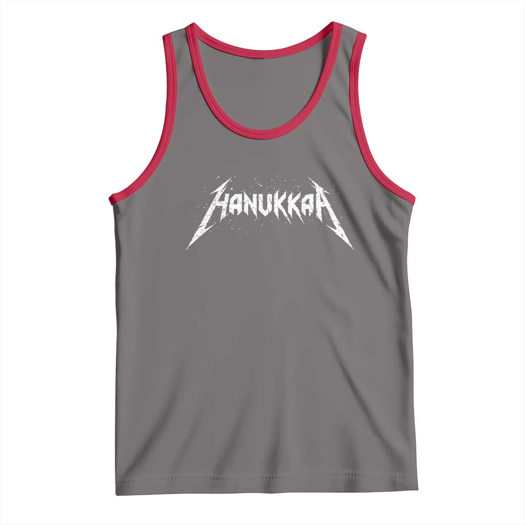 Hanukkah Heavy Metal Tank Top Latke Party Jewish Menorah Dreidel TS10 Deep Heather Red Print Your Wear