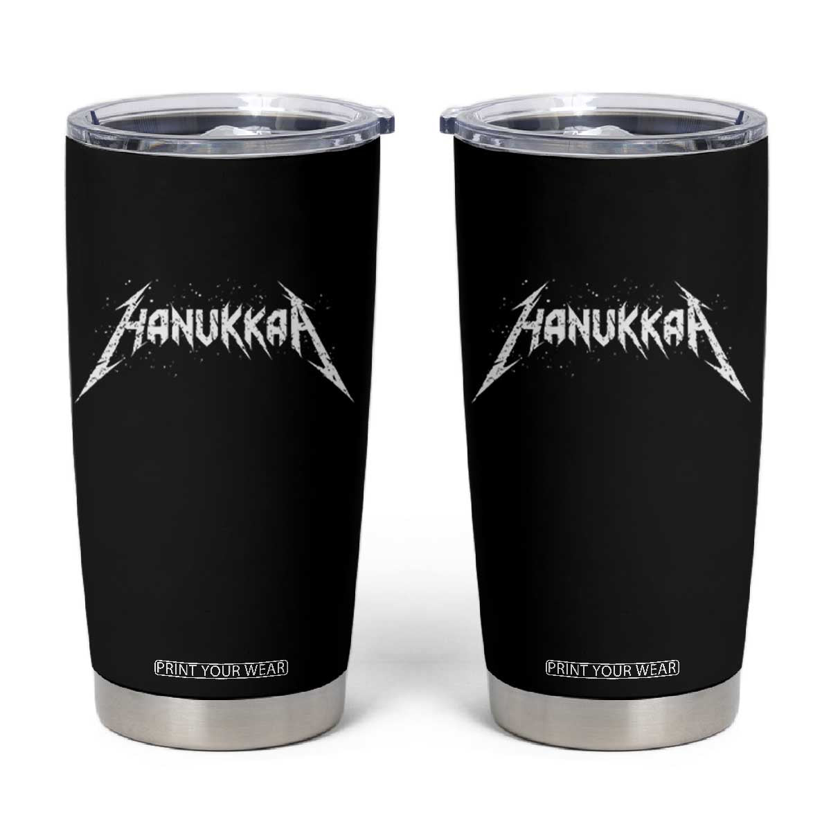 Hanukkah Heavy Metal Tumbler Cup Latke Party Jewish Menorah Dreidel TS10 Black Print Your Wear
