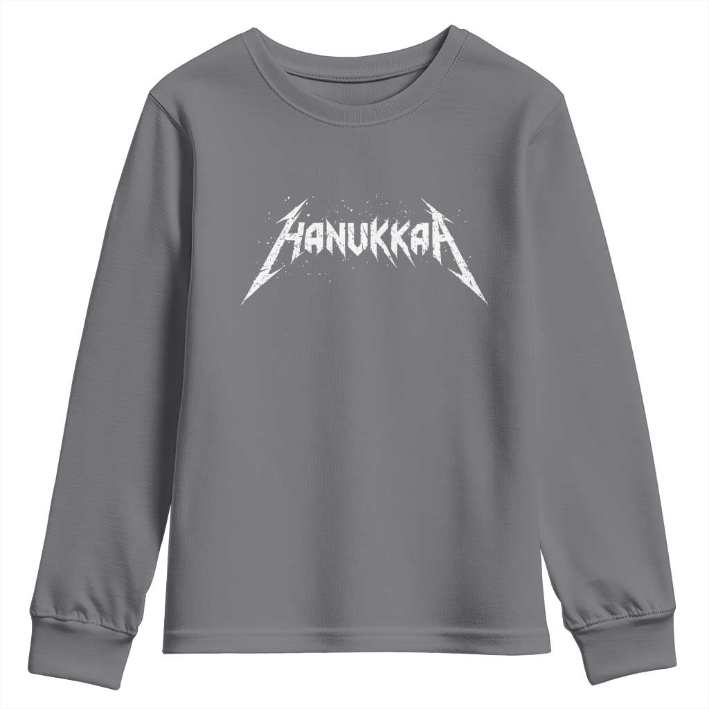 Hanukkah Heavy Metal Youth Sweatshirt Latke Party Jewish Menorah Dreidel TS10 Charcoal Print Your Wear
