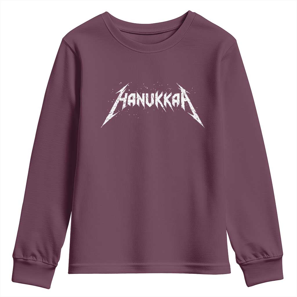 Hanukkah Heavy Metal Youth Sweatshirt Latke Party Jewish Menorah Dreidel TS10 Maroon Print Your Wear