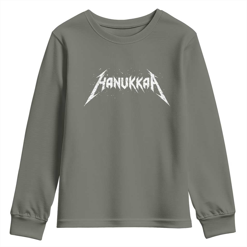 Hanukkah Heavy Metal Youth Sweatshirt Latke Party Jewish Menorah Dreidel TS10 Military Green Print Your Wear