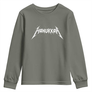 Hanukkah Heavy Metal Youth Sweatshirt Latke Party Jewish Menorah Dreidel TS10 Military Green Print Your Wear