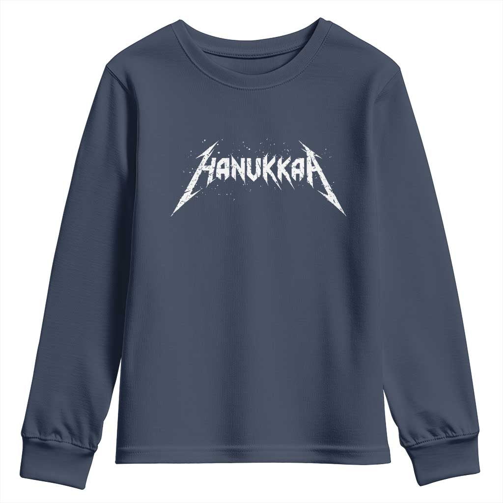 Hanukkah Heavy Metal Youth Sweatshirt Latke Party Jewish Menorah Dreidel TS10 Navy Print Your Wear