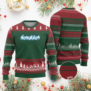 Hanukkah Heavy Metal Ugly Christmas Sweater Jewish Menorah Dreidel TS10 Red Green Print Your Wear