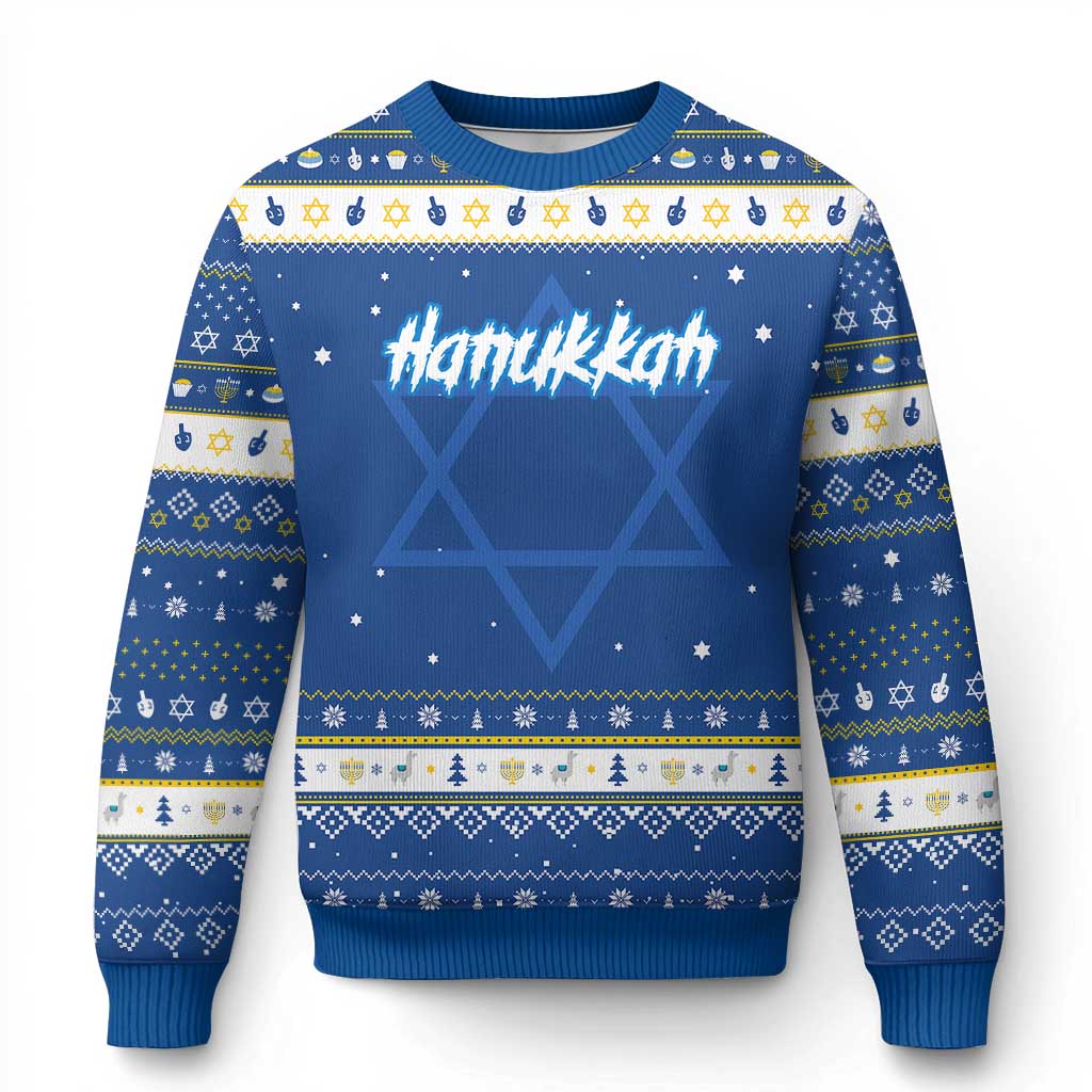 Hanukkah Heavy Metal Hanukkah Ugly Sweater Jewish Menorah Dreidel TS10 Blue White Print Your Wear