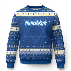 Hanukkah Heavy Metal Hanukkah Ugly Sweater Jewish Menorah Dreidel TS10 Blue White Print Your Wear