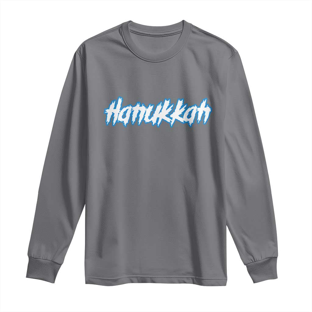 Hanukkah Heavy Metal Long Sleeve Shirt Jewish Menorah Dreidel TS10 Charcoal Print Your Wear