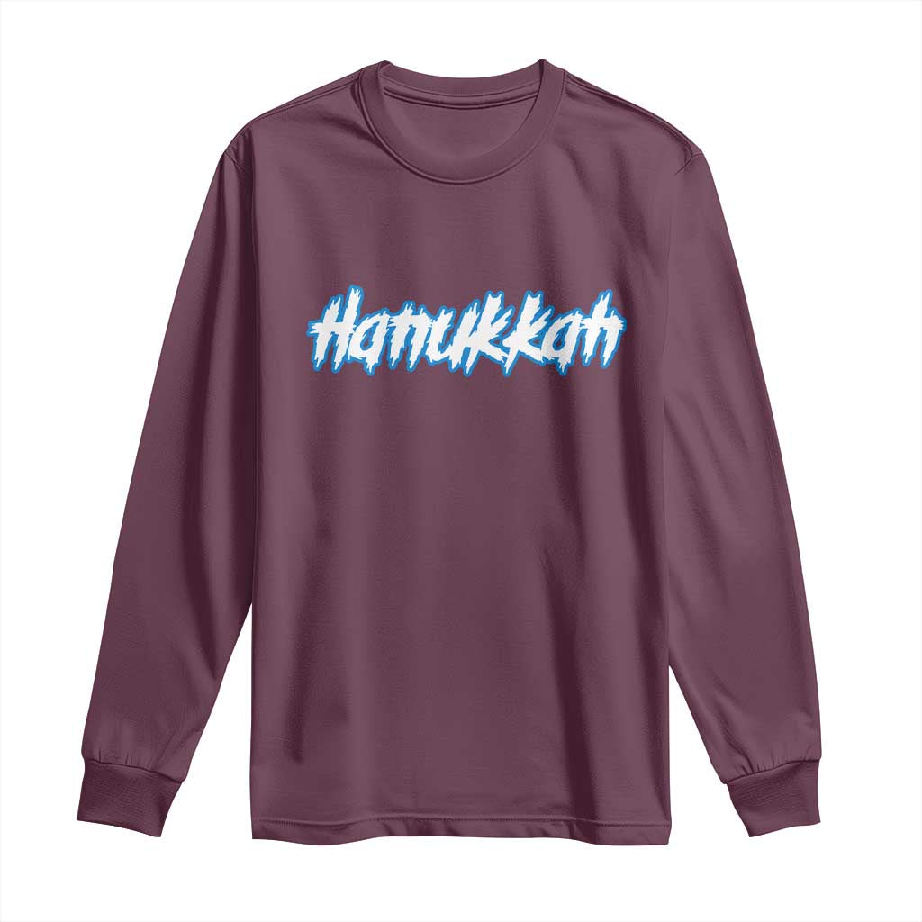 Hanukkah Heavy Metal Long Sleeve Shirt Jewish Menorah Dreidel TS10 Maroon Print Your Wear