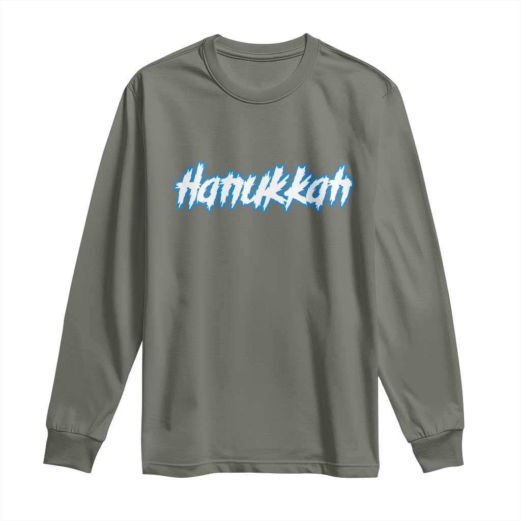 Hanukkah Heavy Metal Long Sleeve Shirt Jewish Menorah Dreidel TS10 Military Green Print Your Wear