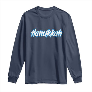 Hanukkah Heavy Metal Long Sleeve Shirt Jewish Menorah Dreidel TS10 Navy Print Your Wear