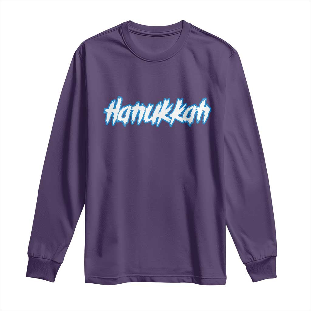 Hanukkah Heavy Metal Long Sleeve Shirt Jewish Menorah Dreidel TS10 Purple Print Your Wear