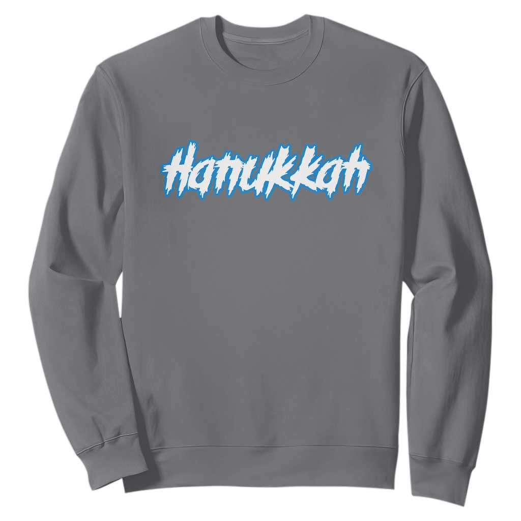 Hanukkah Heavy Metal Sweatshirt Jewish Menorah Dreidel TS10 Charcoal Print Your Wear
