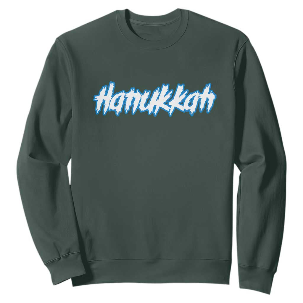 Hanukkah Heavy Metal Sweatshirt Jewish Menorah Dreidel TS10 Dark Forest Green Print Your Wear