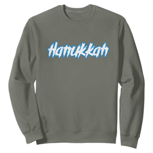 Hanukkah Heavy Metal Sweatshirt Jewish Menorah Dreidel TS10 Military Green Print Your Wear
