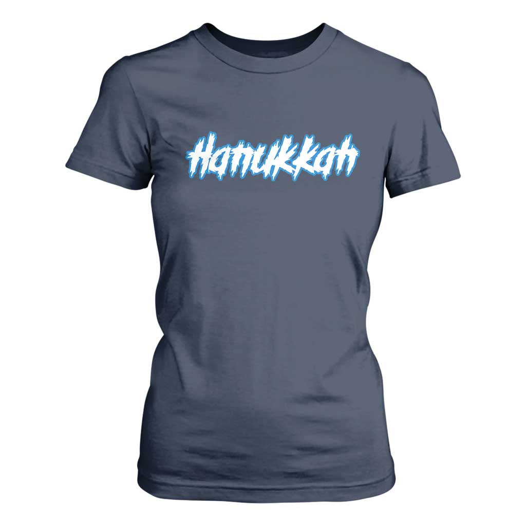 Hanukkah Heavy Metal T Shirt For Women Jewish Menorah Dreidel TS10 Navy Print Your Wear