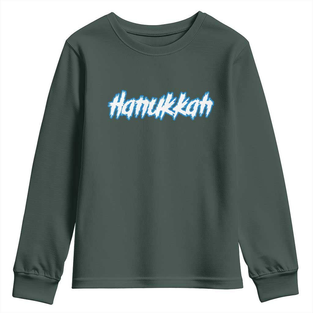 Hanukkah Heavy Metal Youth Sweatshirt Jewish Menorah Dreidel TS10 Dark Forest Green Print Your Wear
