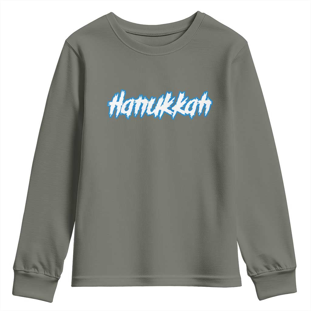 Hanukkah Heavy Metal Youth Sweatshirt Jewish Menorah Dreidel TS10 Military Green Print Your Wear
