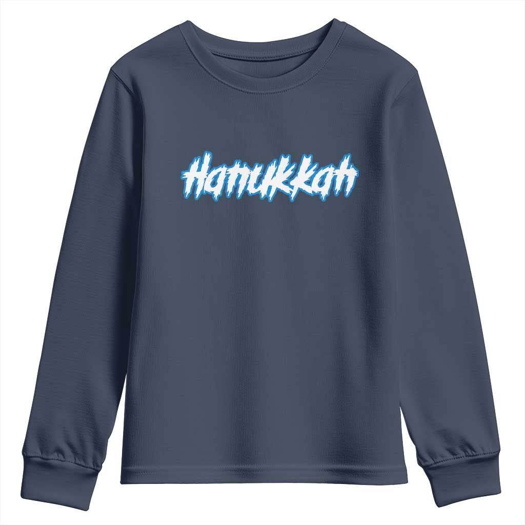 Hanukkah Heavy Metal Youth Sweatshirt Jewish Menorah Dreidel TS10 Navy Print Your Wear