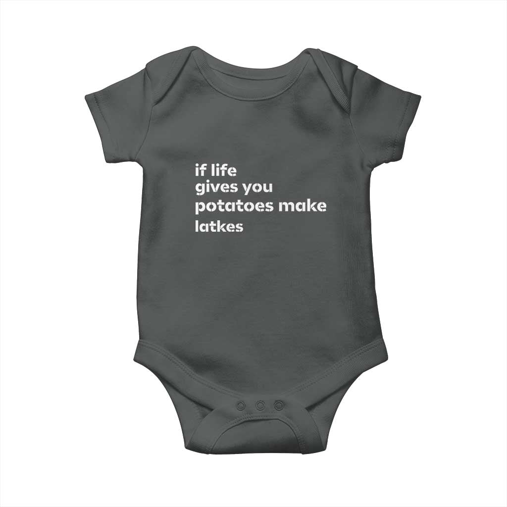 Life Gives Potatoes Make Latkes Baby Onesie Funny Hanukkah Gift Jewish Holiday TS10 Dark Heather Print Your Wear