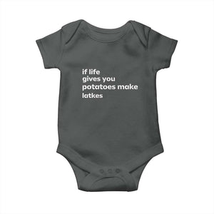 Life Gives Potatoes Make Latkes Baby Onesie Funny Hanukkah Gift Jewish Holiday TS10 Dark Heather Print Your Wear
