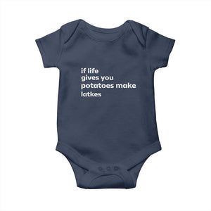 Life Gives Potatoes Make Latkes Baby Onesie Funny Hanukkah Gift Jewish Holiday TS10 Navy Print Your Wear