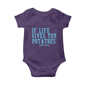 If Life Gives You Potatoes Make Latkes Baby Onesie Funny Hanukkah Gift Jewish Holiday TS10 Purple Print Your Wear