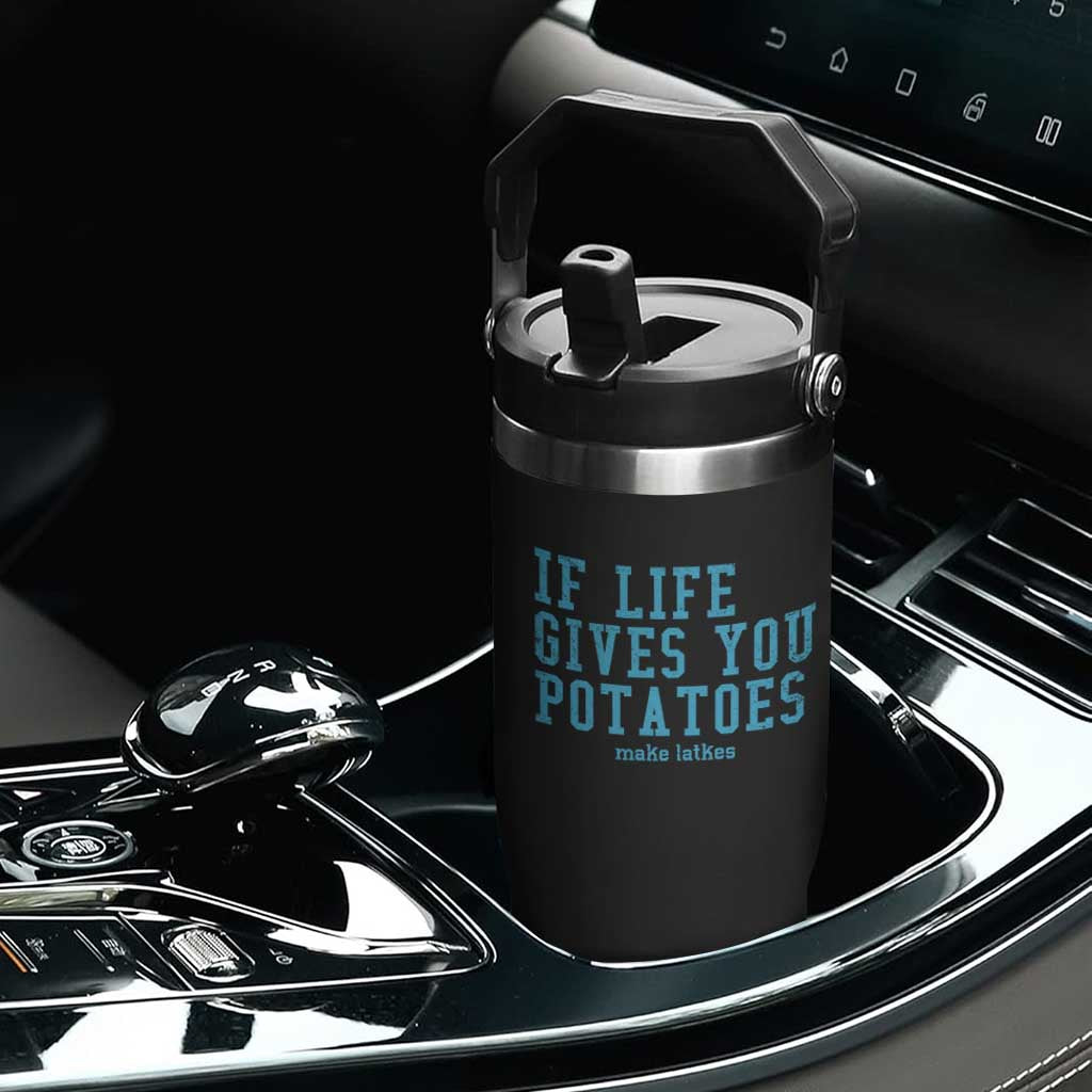 If Life Gives You Potatoes Make Latkes Flip Straw Tumbler Funny Hanukkah Gift Jewish Holiday TS10 Print Your Wear